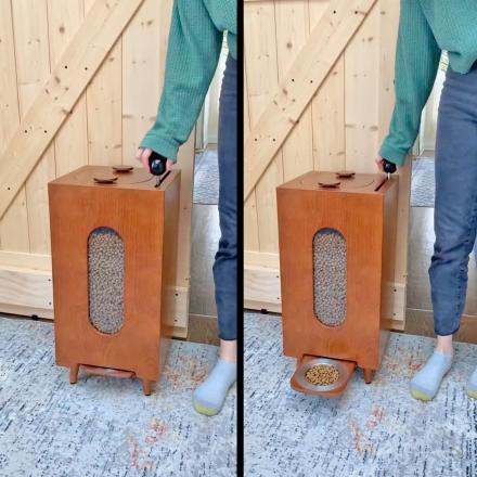 Dog feeder outlet dispenser