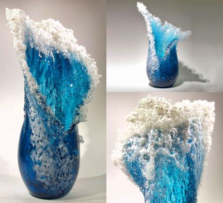 These Incredible Glass Vases Are Made To Look Like an Ocean Wave