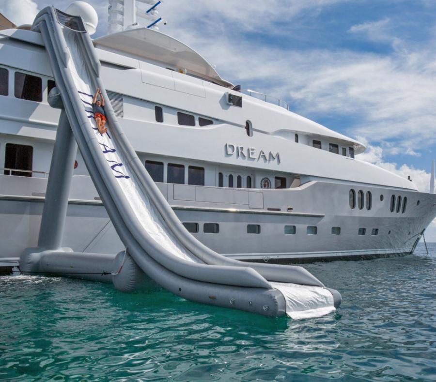 yacht with water slide