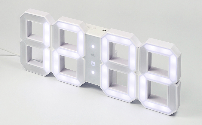 White & White Minimal Digital Wall Clock