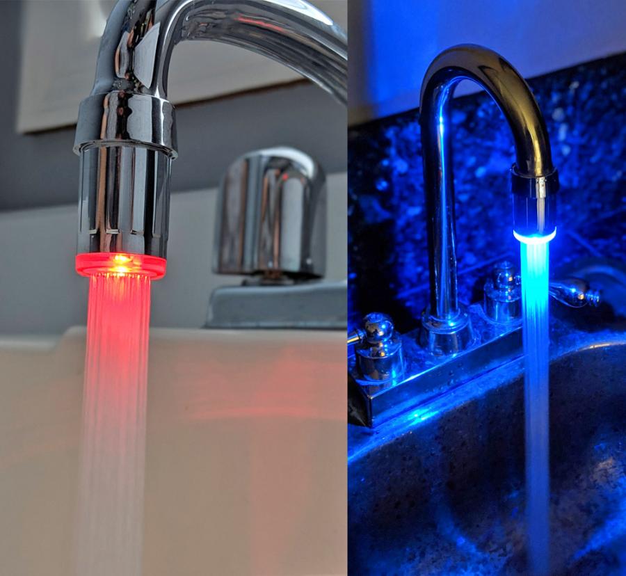 HIKO23 7 Color Temperature Sensitive Gradient LED Water Faucet Light Water Stream Color Changing Tap Sink Faucet for Kitchen and Bathroom 