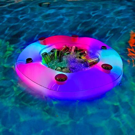 This LED Illuminated Floating Bar For The Pool Is Perfect For Night Swims