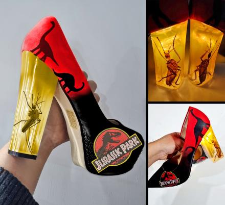 Light-Up Jurassic Park Heels With Giant Mosquito Stuck In Amber