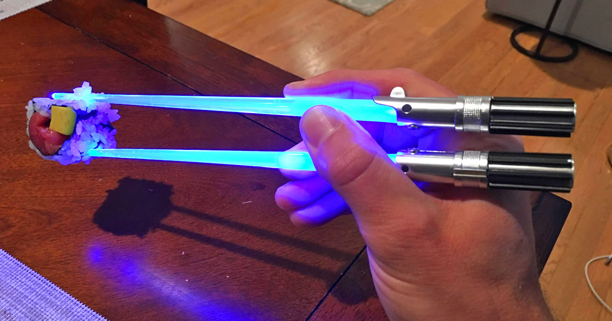 These Light-Up Lightsaber Chopsticks Are Only Proper Way For Star Wars Geeks To Eat Sushi