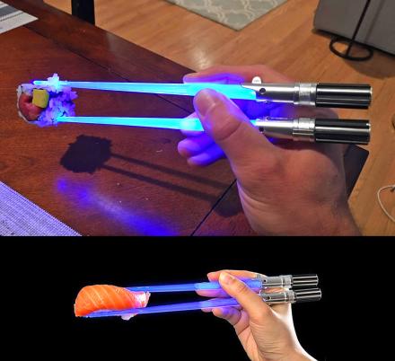 These Light-Up Lightsaber Chopsticks Are The Only Proper Way For Star Wars Geeks To Eat Sushi