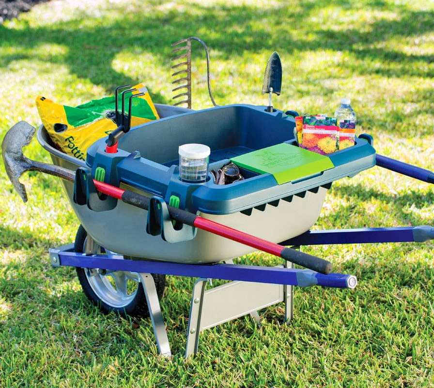 Original Little Burro Wheelbarrow not included wheelbarrows Holds rake USA made lawn/garden tray for all 4-6 cu ft drinks & water tight storage for phone Great gift! shovel short handle tools 