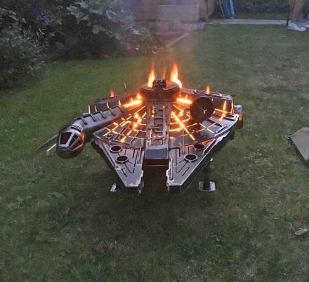 This Millennium Falcon Fire Pit Belongs In Every Stars Wars Lovers Backyard