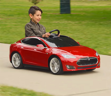 tesla toy car ride on