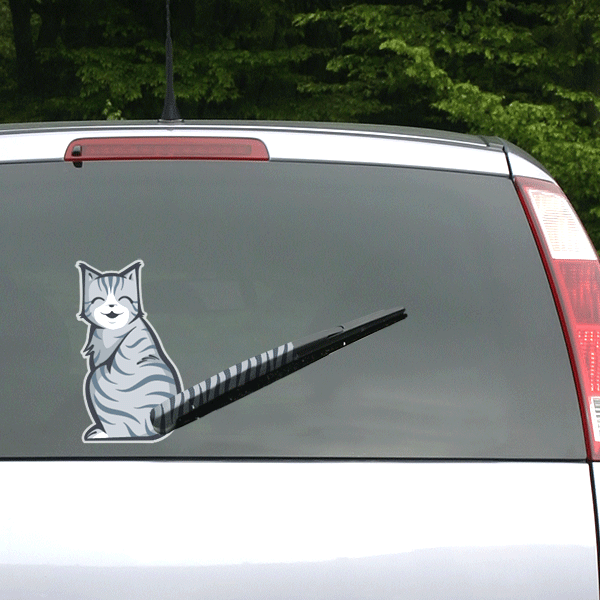 Moving Cat Tail Rear Window Wiper Decal