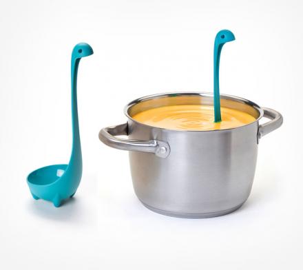 Rush Nessie Ladle Spoon - Green Cooking Ladle for Serving Soup, Stew, Gravy  & Chili - High Heat Resistant Loch Ness Stand Up Soup Ladle，Green S5786 