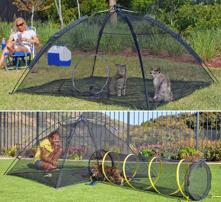 This Outdoor Cat Tent With Tunnel Lets You Kitties Safely Play Outside