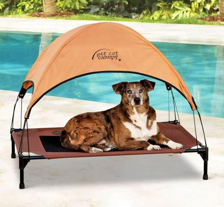 Outdoor dog outlet bed with shade