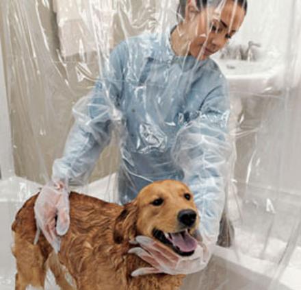 Pet Shower Curtain With Bubble Boy Arms