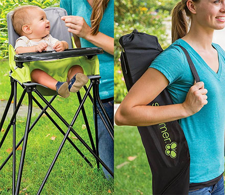 Portable Highchair Folds Up For Feeding The Baby On The Go