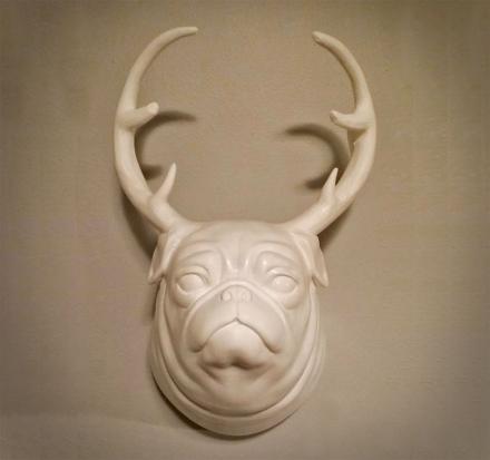 Pugalope: A Wall Mounted Pug With Antlers