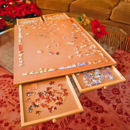 This Puzzle Table With Sliding Drawers Might Be The Ultimate Puzzle Organizer