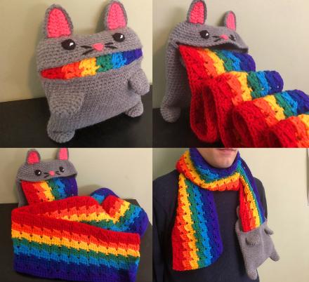 Puking Rainbow Cat Scarf