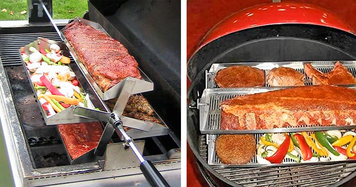 The Rib-O-Lator Turns Your Grill Into a Rotisserie Barbecue