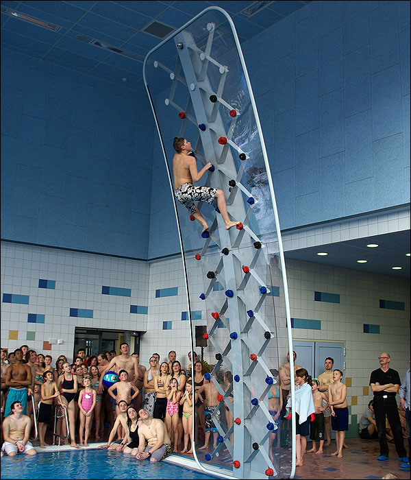 Rock Climbing Wall In The Pool 2