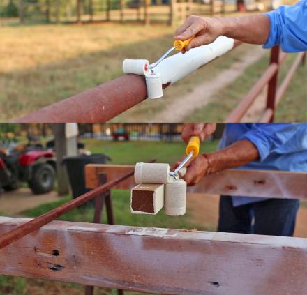 Ingenious Dual Paint Roller Helps Paint Fencing, Poles, and Corners