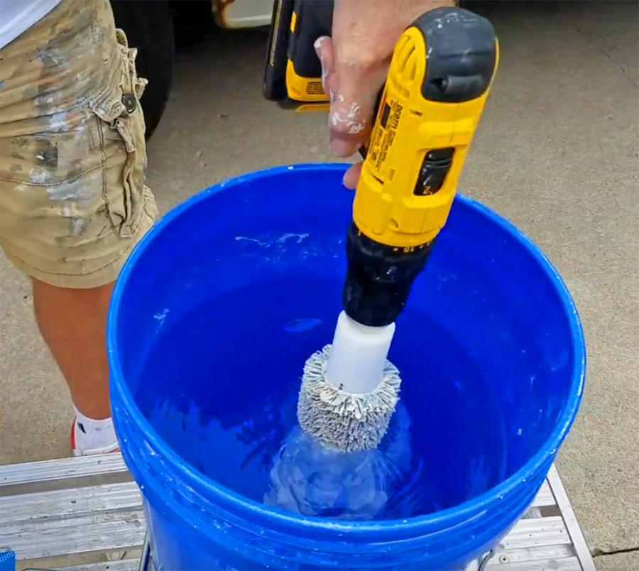 Roller Ready Cleans Paint Rollers In Seconds Using a Drill