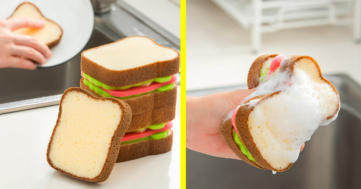 Sandwich and Bread Dish Washing Sponge A Fun Gift for Him or 