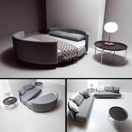 This Circular Bed Transforms Into Two Separate Sofas (and Pac-man)