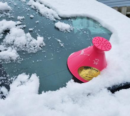 This Ingenious Cone-Shaped Ice Scraper Makes Windshield Scraping