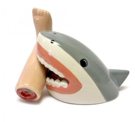 Shark Attack With Bloody Foot Salt and Pepper Set