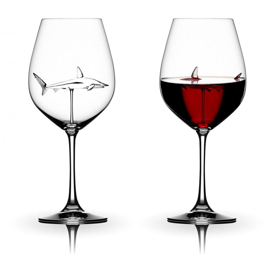 Incredibly Designed Shark Wine Glasses Makes a Shark Appear To Be