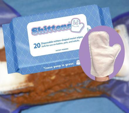 These 'Shittens' Are Disposable Mitten-shaped Moist Wipes That Cover Your Entire Hand
