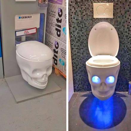 This Skull Toilet Has Built-In LED Lights For a Quick Release Of Your Demons