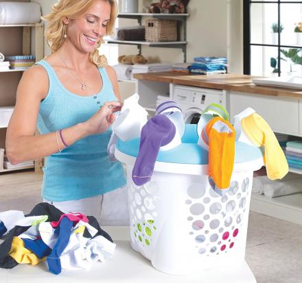 SockSync Sock Sorter Spinning Laundry Basket Sock Folder