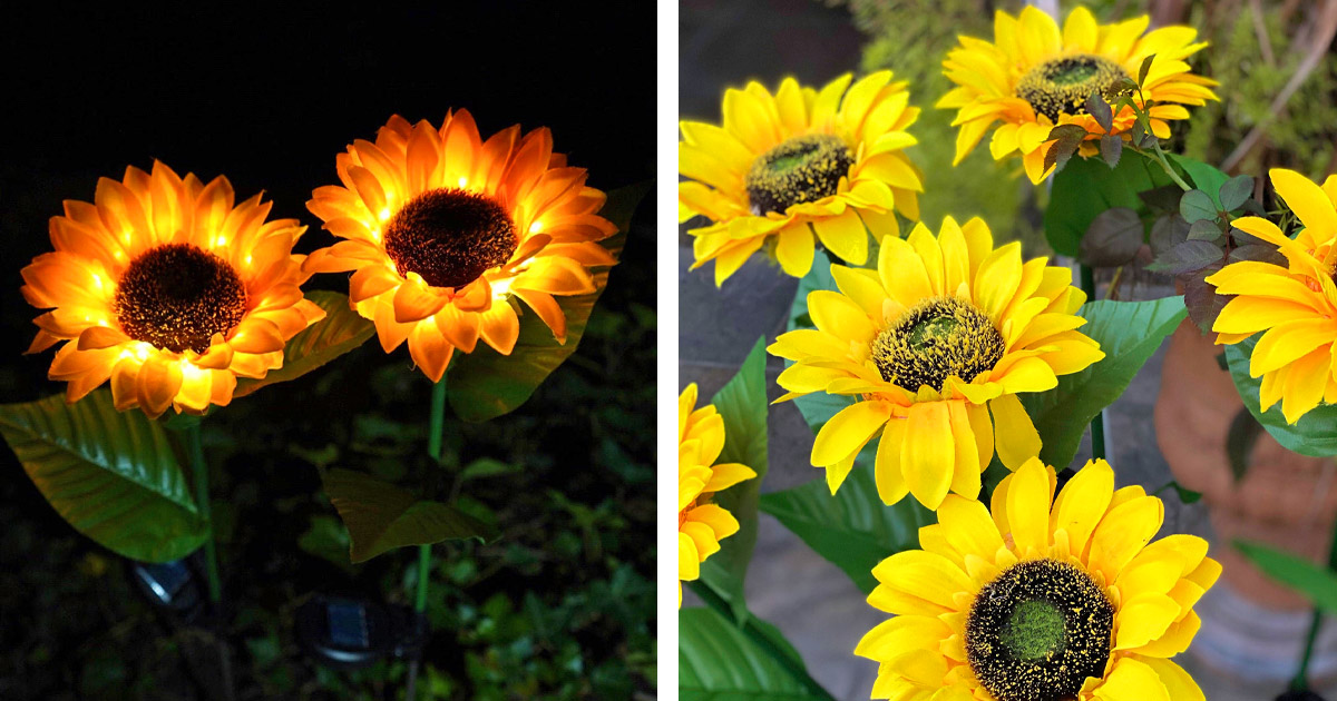 These Solar Powered Sunflower Lights Help Illuminate Your Patio or Garden