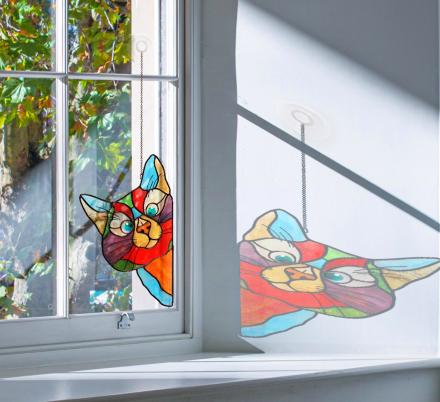 Buntglas-Katzenfenster-Aufhänger