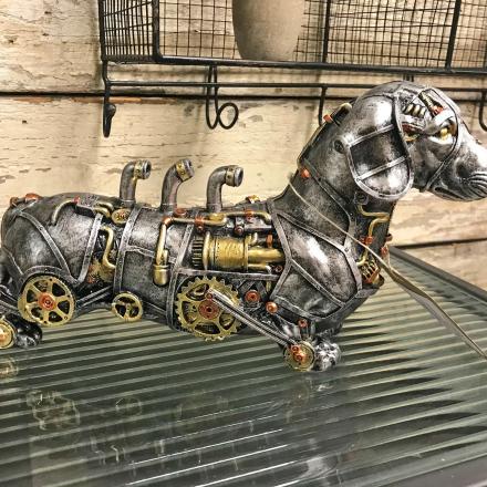 This Steampunk Dachshund Dog Statue Is a Must For Wiener Dog Owners