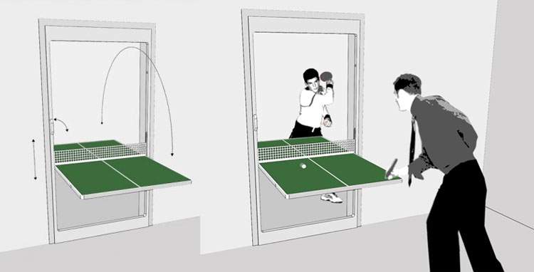 Table Tennis Door - Door That Folds Down Into a Ping Pong Table