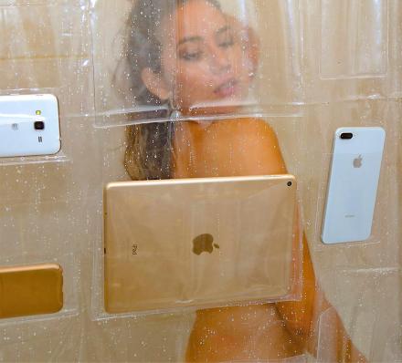 This Shower Curtain Holds Your Tablet Or Phone, So Can Watch Movies In The Shower