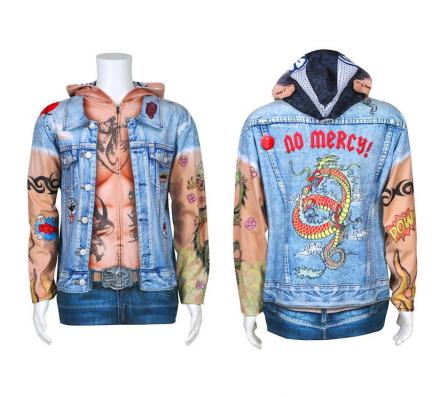 Tattoos and Jean Jacket Zip-up Hoodie