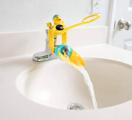 The Aqueduck Faucet Handle Extender Helps Kids Reach The Faucet