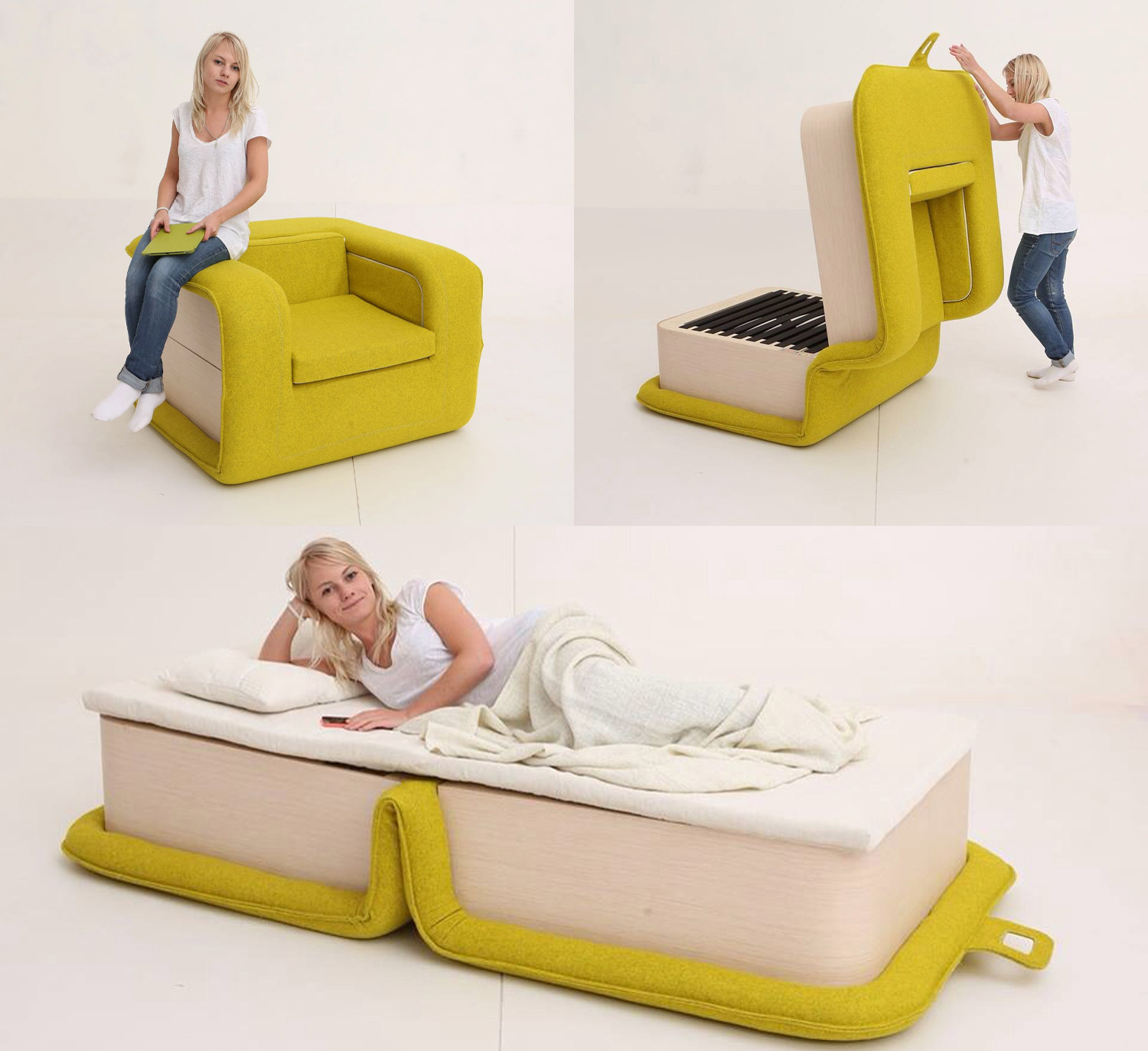 The FLOP Multifunctional Arm Chair Instantly Turns Into a Bed