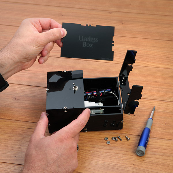The useless box turns itself off