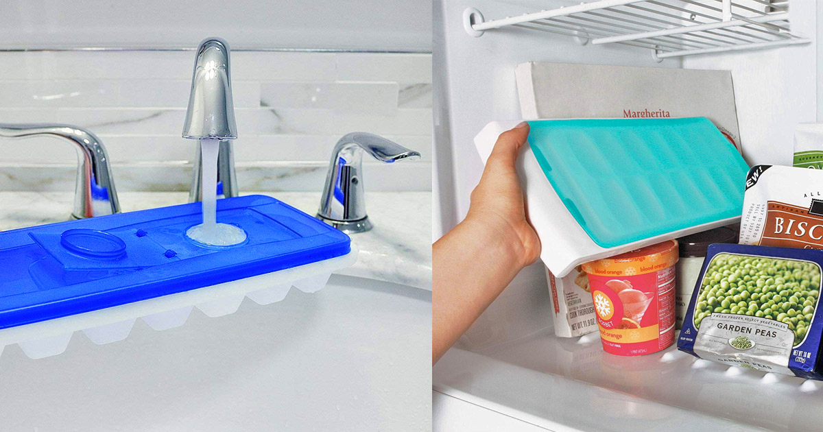 There Are Ice Trays With Lids To Prevent Spilling On The Walk To The Freezer