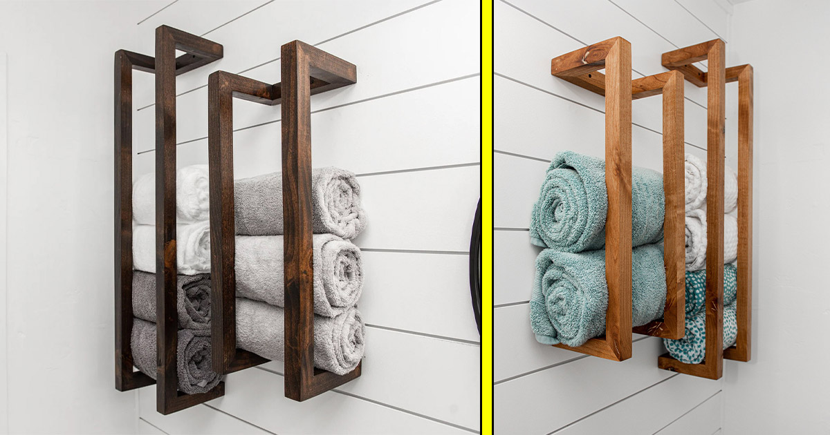 farmhouse towel rack bathroom hanging wood