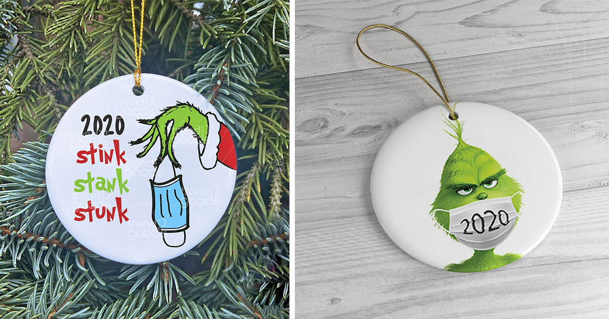 MASALING Grinch Hand Christmas Decorations,2020 Stink Stank Stunk Grinch Christmas Ornaments Hanging Pendant Personalize Christmas Tree Decorations Xmas Creative Gift for Home Decor