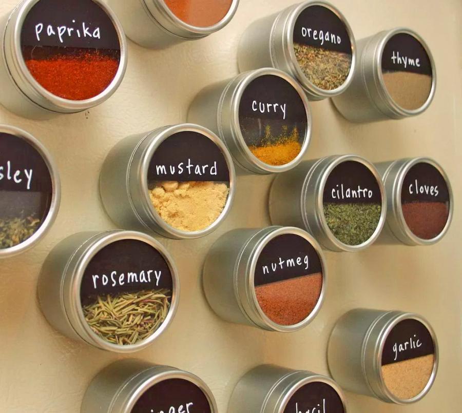 Magnetic Spice Tins Organize On Your Refrigerator