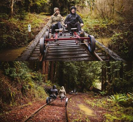 These Rail Bike Tours Let You Pedal Through The Redwood Forest In California