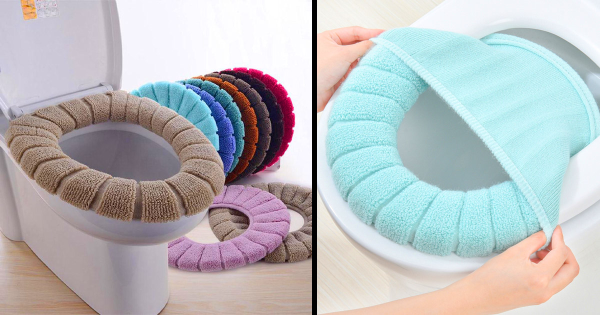 Blue Pink RoxNvm Soft Toilet Seat Cover Reusable Toilet Seat Cushion Bathroom Warm Skin-Friendly Toilet Seat Pad Toilet Seat Mat with Zipper Washable Warmer Toilet Seat Cover 