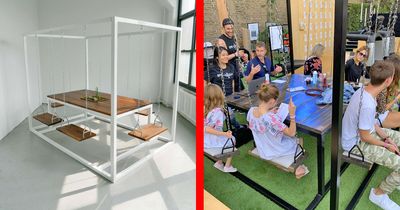 These Swing Tables Let You Swing While You Eat or Have a Meeting