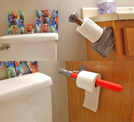 Thor's Hammer and Lightsaber Mounted Toilet Paper Holders Are The Perfect Addition To Any Geeks Bathroom